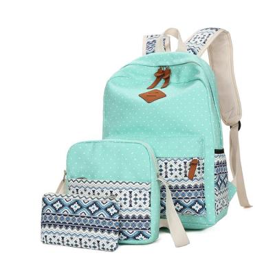 China Customization Backpack Printing Logo Backpack 3 Set Waterproof School Bag Set Girl Bag Canvas School Backpack for sale