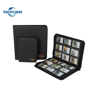 China TAOYUAN PU Custom Logo PU Leather 360 Trading Card Holder with Zipper Album for sale