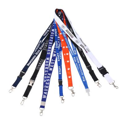 China Custom Woven Polyester Lanyards Durable Cheap Material Double Double Staples No Min Order for sale