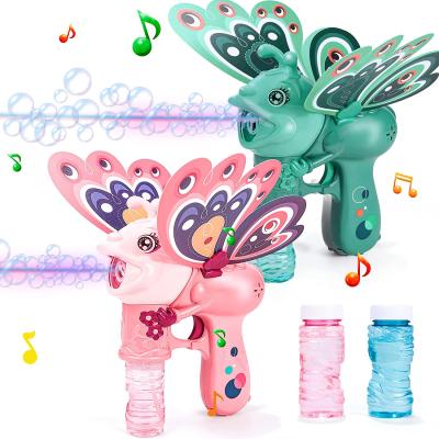 China Summer Outdoor Game Plastic Butterfly Design Bubble Gun Minibubble Machine Handheld Bubble Shooter Toy for Kids for sale