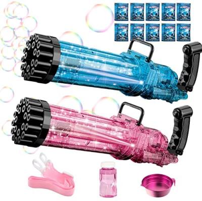 China Outdoor Activities Toys Summer Plastic Bubble Gun Maker Bubble Gatling Holes 21 Holes Gatling Bubble Gun Cool Huge Gift Gift Toys for sale