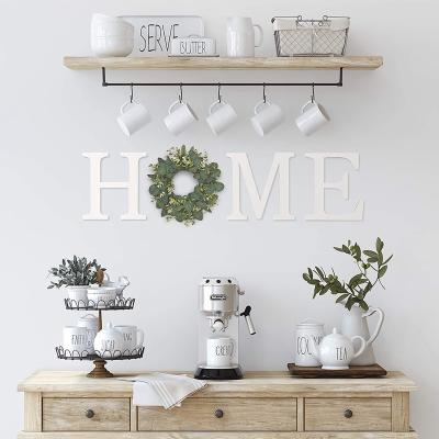 China Europe Wooden Letters Home for Rustic DIY Crafts for Sign and Wall Home Soft Decoration with Eucalyptus Wreath Living Room Kitchen for sale