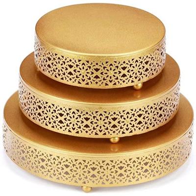 China Lanchuang Factory Wedding Decoration Round 3 Pack Pedestal Iron Cake Stand Cupcake Display Dessert Stand Birthday Wedding Party Decoration for sale