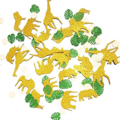 China Gender Reveal Party Decoration Jungle Animal Confetti Safari Themed Confetti Gold Glitter Buzz Shaped Confetti For Baby Shower Kids Birthday Gifts for sale