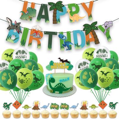 China Birthday Party Supplies Baby Shower Paper Themed Jungle Birthday Party Decoration Dinosaur Latex Balloon Cartoon Banner Animal Theme Party Supplies for sale