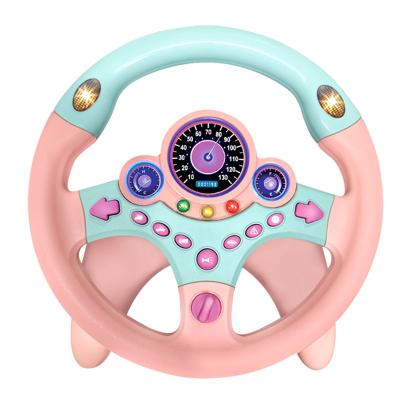 China Multi-button many knowledge 25*25cm diameter plastic simulator car steering wheel toy 633-121R for sale