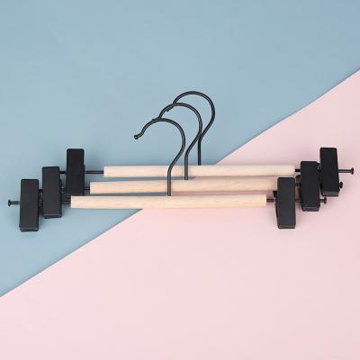 China Minimalist IMHO factory metal wood hanger with beech bar for pants skirts pants for sale