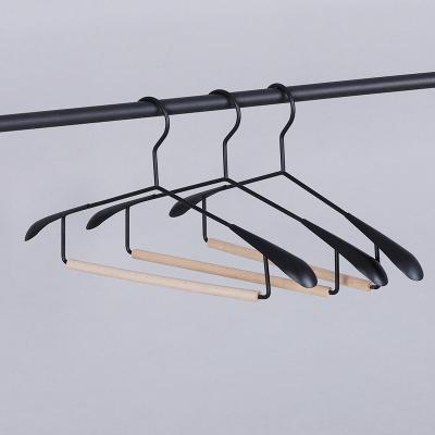 China Minimalist IMHO factory metal hanger with beech wood pants bar for sale