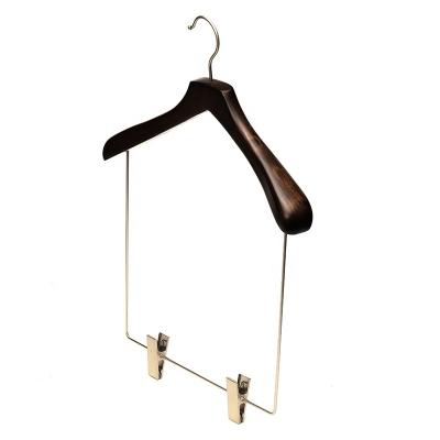 China Long Anti-Slip Wooden Cloth Hanger Metal Wire Bulk Garment Hanger For Adult for sale