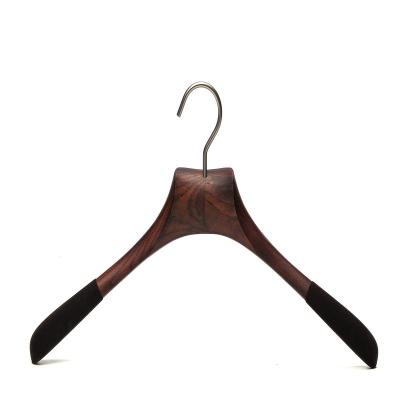 China 2021 Anti-slip Premium Velvet Hangers Wooden Clothes Hanger For Garment Shop Supermarket for sale