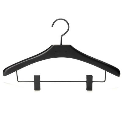 China Hot Sale Anti-Slip Factory Wholesale Wooden Hangers Coat Wooden Black 45cm for sale