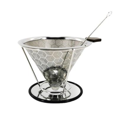 China Mesh Coffee Filter Coffee Dripper Basket Portable Custom Coffee Filter Pour Over Stainless Steel Metal for sale