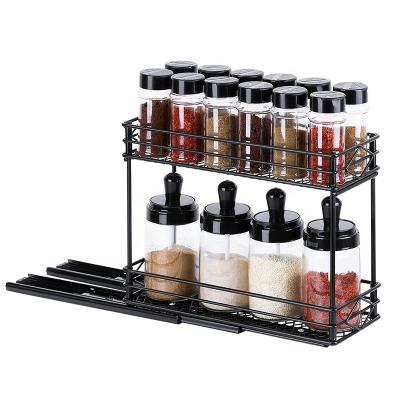 China Stainless Steel Kitchen Storage Shelf Organizer Rack Over The Sink Flat Wall Mounted Type Drying Seasoning Bottle Rack Multi-Tier Storage for sale