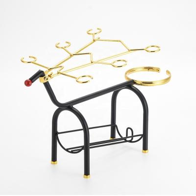 China Modern Wine Liquor Originality Black Color 7 Cocktail Glass Holder Metal Wine Glass Cup Tree Holder Fawn Bracket for sale