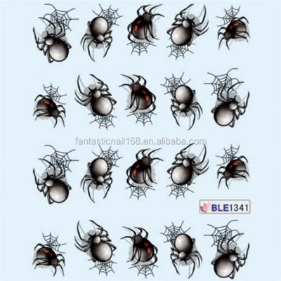 China BLE Plant Spider and Flower Design Plastic Water Transfer Nail Tattoo Stickers for sale