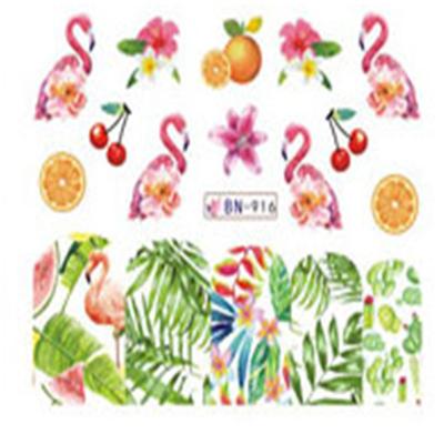 China Popular factory direct sale! Water Decal Nail Sticker Flamingo Design Pattern Water Transfer Nail Sticker for sale