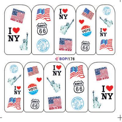 China Fingers USA National Flag Pattern Nail Sticker Europe Sign Art Designs Water Transfer Sticker for sale