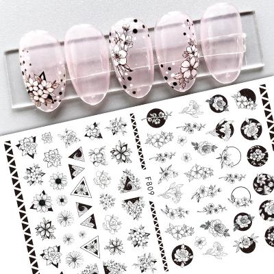 China Hot Summer Flowers 2021 New Sale Transfer Finger Nail Art Stickers 3d Self-adhesive Nail Art Stickers Nail Art Decals Designs for sale