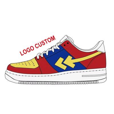 China Cushioning Factory Wholesale Genuine Leather Customization Men High Quality Original Custom Air Force Casual Sneakers Skateboard Sho for sale