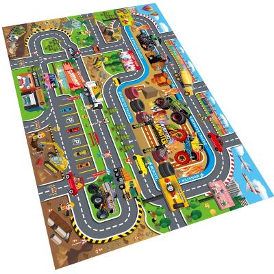 China Educational Toy Hot Selling Kids Play Mat Adventure Monster Car Traffic Scene Series Play Mat Cloth Mat for sale