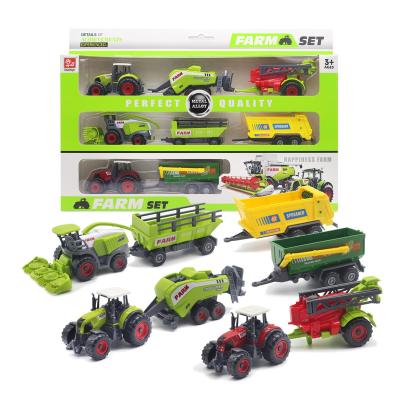 China Toy Factory Direct Supply Random Diecast Set Durable 9Pcs Alloy Farm Tractor Set Diecast Little Boys Metal Toy Cars Set For Kids for sale