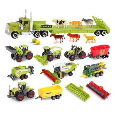 China 1/64 Scale Diecast Model Toy Funny Farm Toy Tractor Die Cast Tractor/Trailer Kids Diecast Tractor Models With 20 Years Supplier for sale