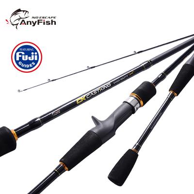 China ANYFISH CASTKING Carbon Fiber Fishing Lure Rod 2.1m Section ML/M Power Baitcasting Rod FuJi Ring for sale