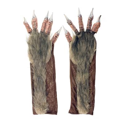 China Furry Simulation Wolf Claw Gloves Halloween Decoration Werewolf Ghost Festival Beast Gloves for sale