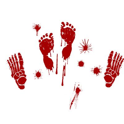 China Hallway Crazy Bloody Stained Glass Stickers Wall Handprints Decorations Halloween Footprint Environmental Stickers for sale