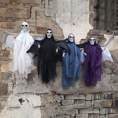 China Halloween Decoration Voice Activated Flying Ghost Haunted House Bar Nightclub Horror Skull Decoration Supplies Halloween Ghost Ornament for sale