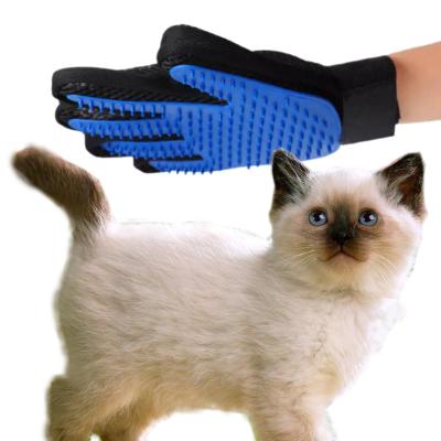 China Viable Custom Logo Silicone Five Fingers Pet Grooming Gloves Dog Cat Hair Remover Tools Pet Comb Mascotas Deshedding for sale