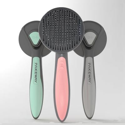 China Pet Hair Remover Comb Cats Self Cleaning Slicker Pet Grooming Brush Dog Stainless Steel Comb Viable Popular Mascotas for sale