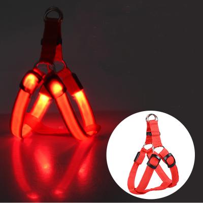 China Durable Flashing Dog Harness Vest Walking Leashes Adjustable Night Dog Chest Lights Dog Leashes Belt Belt for sale