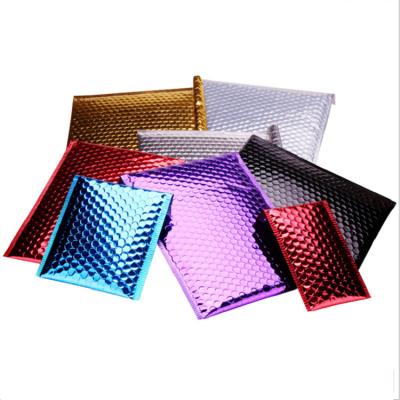 China Pink Silver Bubble Striped Design Packaging Eco-Friendly Yellow Poly Yellow Poly Mailer Bag Moisture Proof Silver Bubble Lined Design for sale