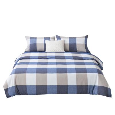 China Anti-Static Natural Washed Cotton 1 Piece Down Comforter Cover 2 Pieces Pillowcase Bedding Set Simple Plaid And Soft Breathable Modern for sale