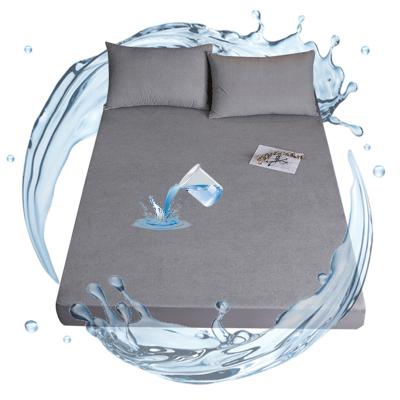 China Plain thickened waterproof fitted sheet polyester terry towel bed cushion cover single and double bedspreads low awareness for sale