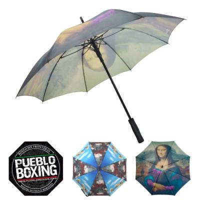 China Novelty Novelty Men's Strong Unbreakable Customizable Digital Printing Advertising Custom 23inch No Minimum Stick Straight Umbrella for sale