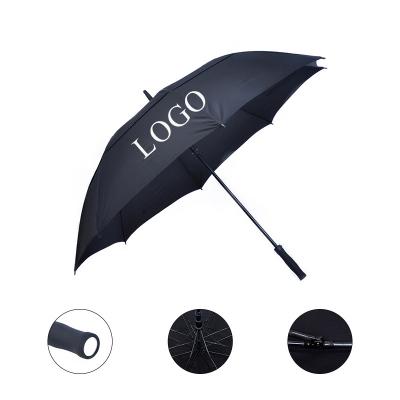 China Custom Large Logo Golf Umbrella Paraguas Promotion Double Layer Black Windproof Golf Umbrella Automatic Open Double Canopy for sale