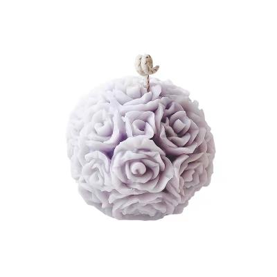 China Handmade Craft Scented Home Candles Decoration Wedding Party Rose Ball Candle Natural Soy Wax Scented Candles for sale