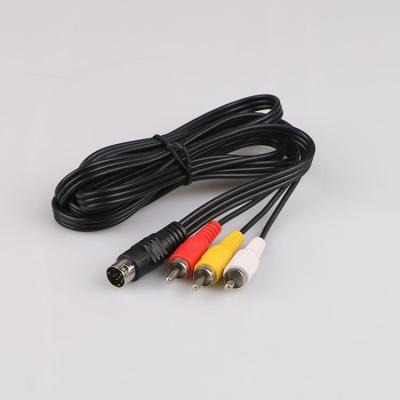 China Male S-Video Din 9 Pin DVD Player Male To Mini To 3 RCA Video Cable for sale