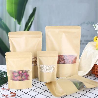 China Recycled Materials Recyclable Kraft Paper Food Packaging Pouches Flat Heat Sealable Bags With Zipper for sale