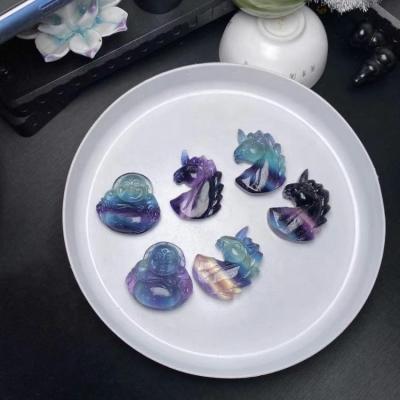 China Europe new product colorful fluorite carved cute unicorn for decoration for sale