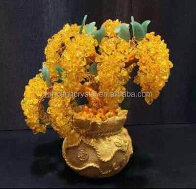 China China Wholesale Natural Fengshui Quartz Crystal Money Citrine Trees for sale