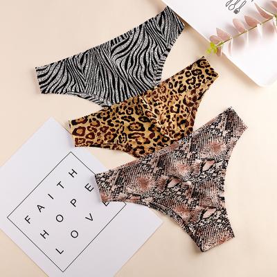 China Breathable Low Waist Traceless Design Leopard Panties Ice Silk Women Panties One Piece for sale