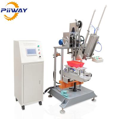 China Brush Making Automatic 2 Axis Decking 2 Colors Floor Plastic Base Cleaning Brush Making Machine / Soft Filament Journal Broom Making Machine for sale