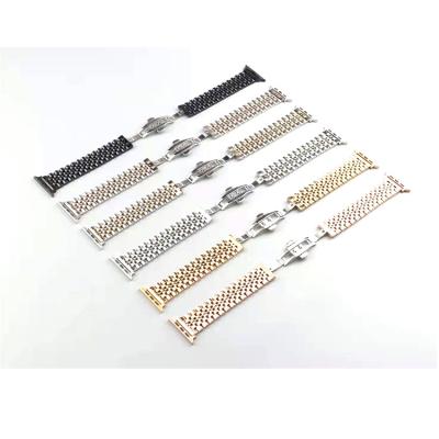 China Luxury Designer Watch Band For Apple Strap 44mm Factory Price Series 6 Wearable Strap Metal Case Connector for sale