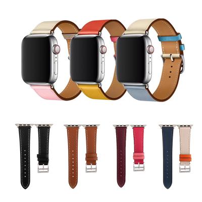 China Genuine Leather Strap For Apple Watch Genuine Leather Strap 45mm 41mm 44mm 42mm 40mm 38mm Genuine Leather Straps Women for sale