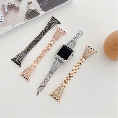 China Fashion Designers 7 38 /40 Wearable Watch Band Bling Top Strap With Diamond For Apple Watch Band Stainless Steel for sale