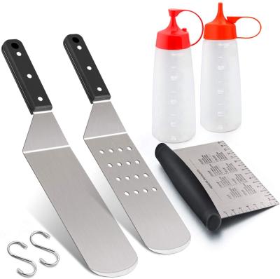 China Modern Griddle Accessories Set Stainless Steel Grill Griddle Tool Kit Metal Spatula for sale