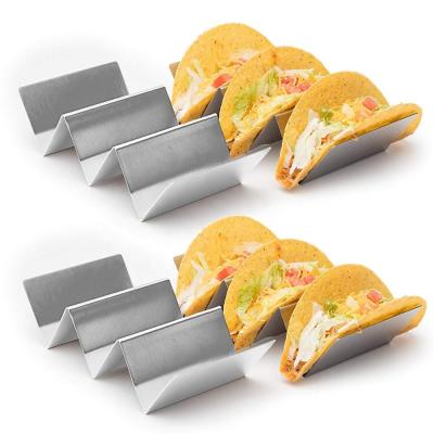 China Disposable 4 Pack - Stylish Stainless Steel Taco Holder Rack, Truck Tray Style, Taco Holder Stand 3 Piece Tacos for sale